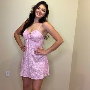 Floral Print Frill Hem Tie Front Dress